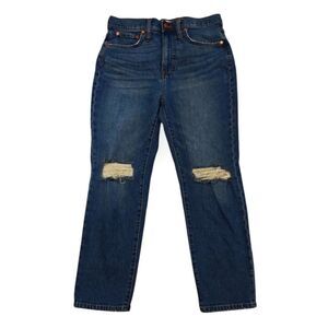 Madewell The Perfect Vintage Crop Blue  Jeans with Distressed Knees Sz 30